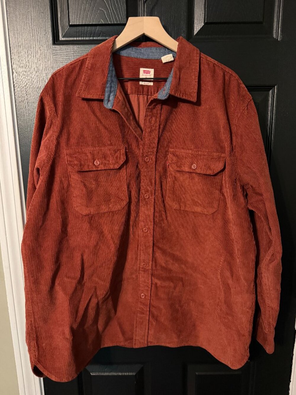 Like New Men's Levi's Heavy Weight Corduroy Jacket Shirt Burnt Orange XL